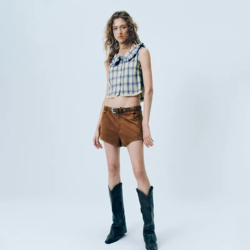 URBAN REVIVO Denim Shorts Women's Coffee Brown-3