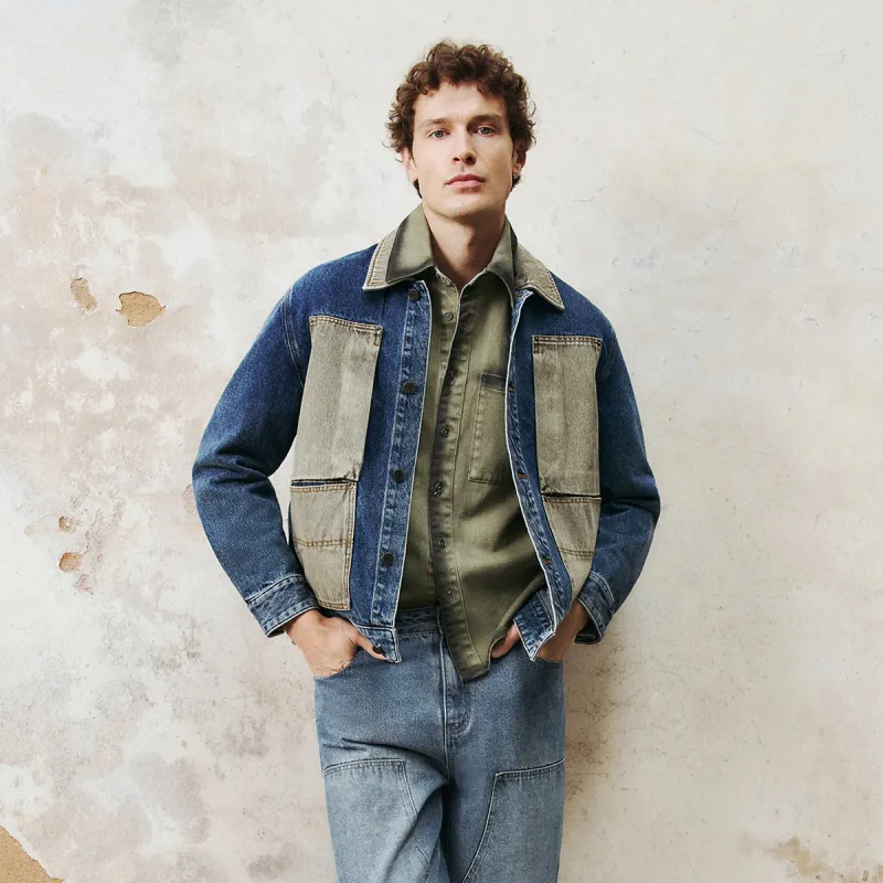 URBAN REVIVO Denim Jacket Men's Blue-3