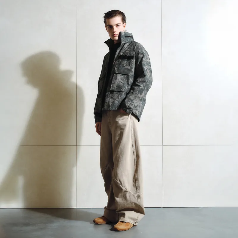 URBAN REVIVO Jacket Men's Gray Green Print-5
