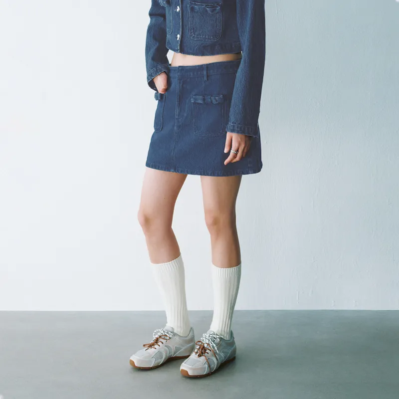 URBAN REVIVO Denim Short Skirts Women's Blue-4