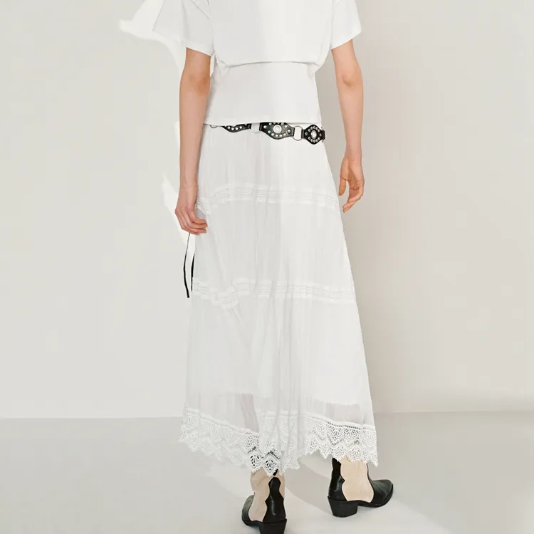 URBAN REVIVO Boho Style Casual Short Skirts Women's Raw White-3