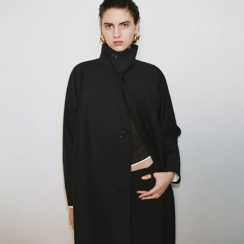 URBAN REVIVO Trench Coat Women's Black-5