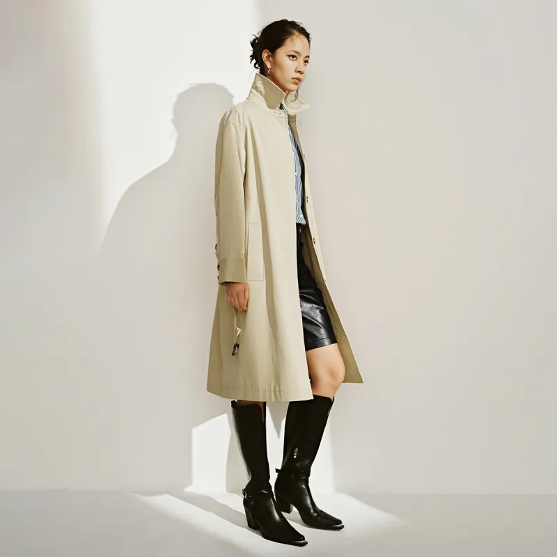 URBAN REVIVO Trench Coat Women's Khaki Brown-2