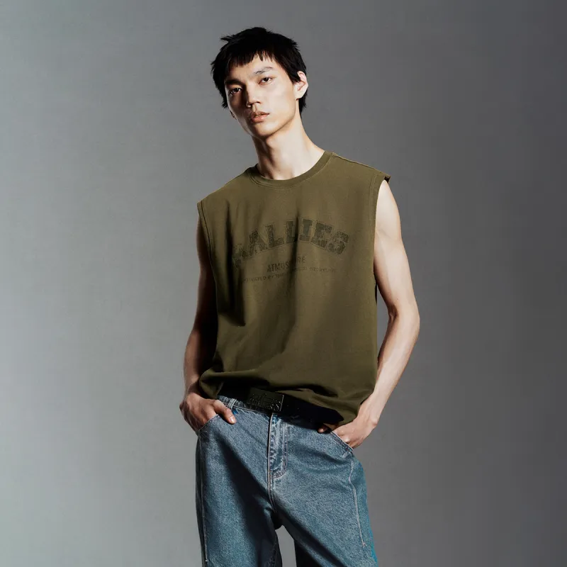 URBAN REVIVO Tank Top Men's Gray Green-2