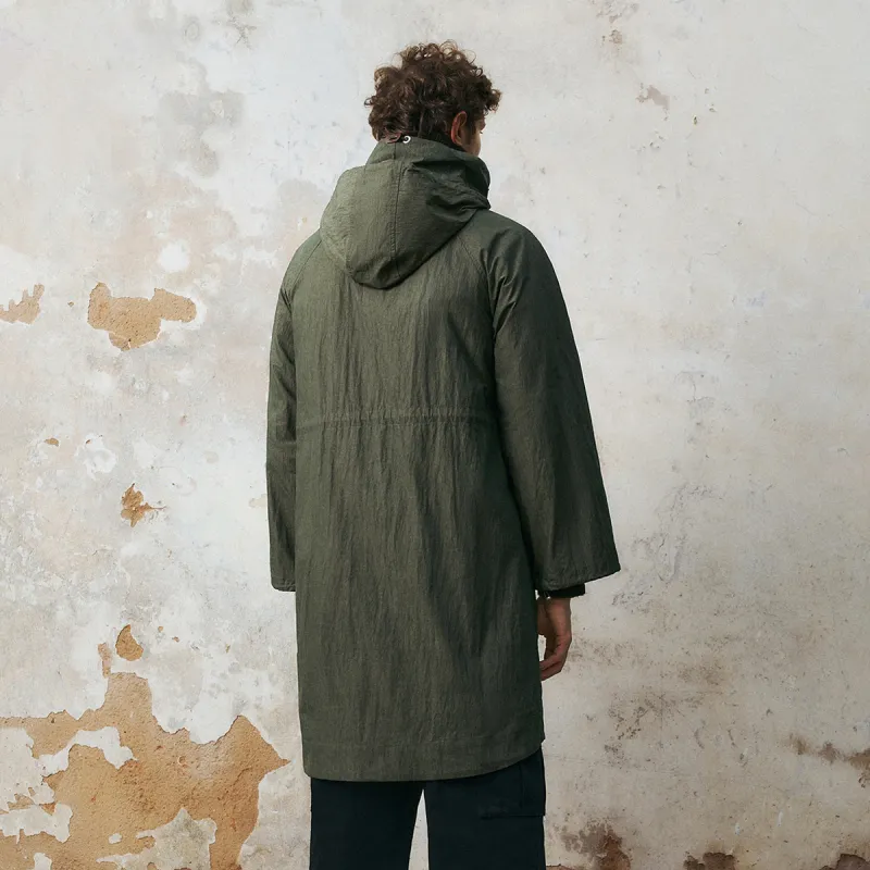 URBAN REVIVO Trench Coat Men's Khaki Green-2