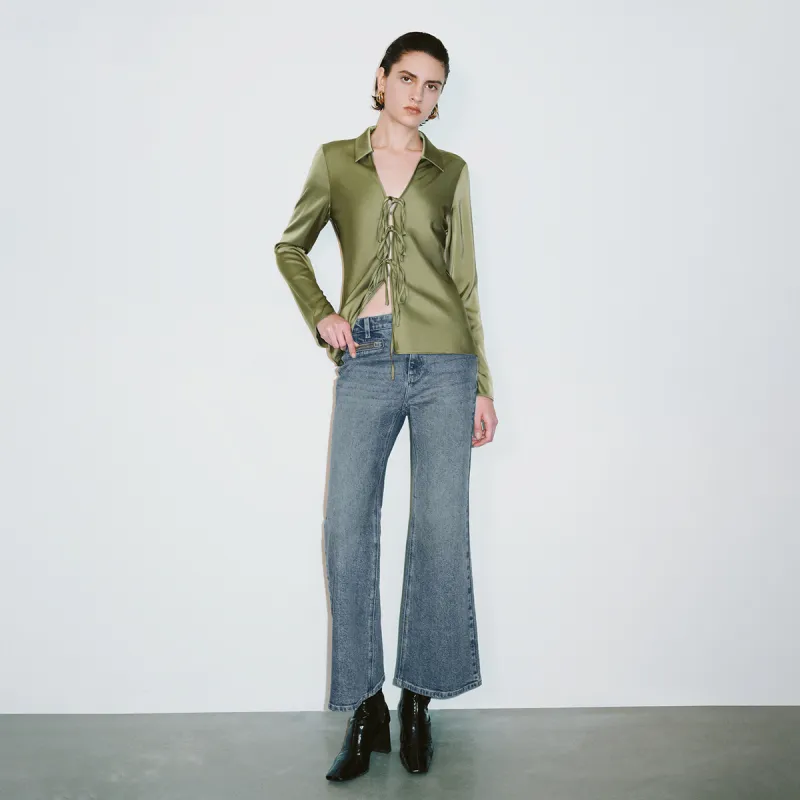 URBAN REVIVO Shirt Women's Khaki Green-5