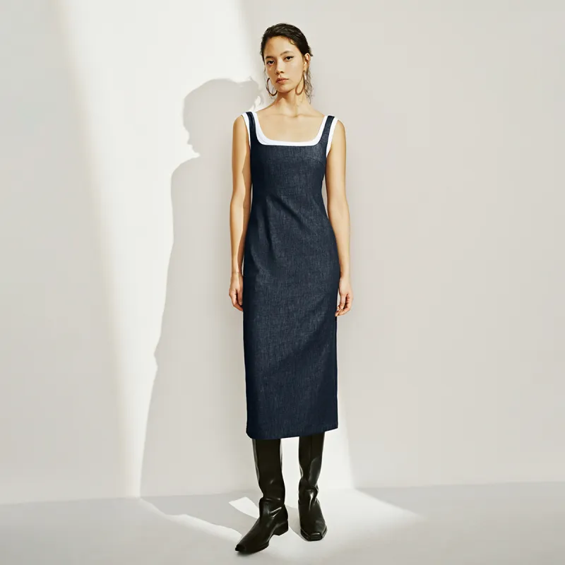 URBAN REVIVO Sleeveless Dress Women's Indigo-4