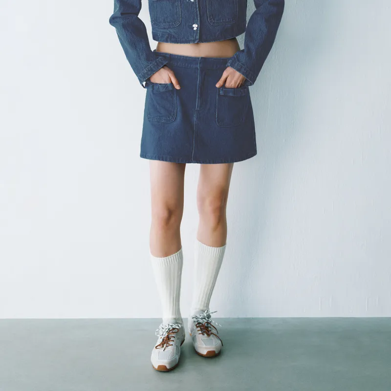 URBAN REVIVO Denim Short Skirts Women's Blue-2