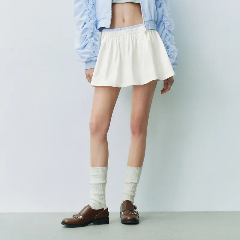 URBAN REVIVO Casual Short Skirts Women's Raw White-2