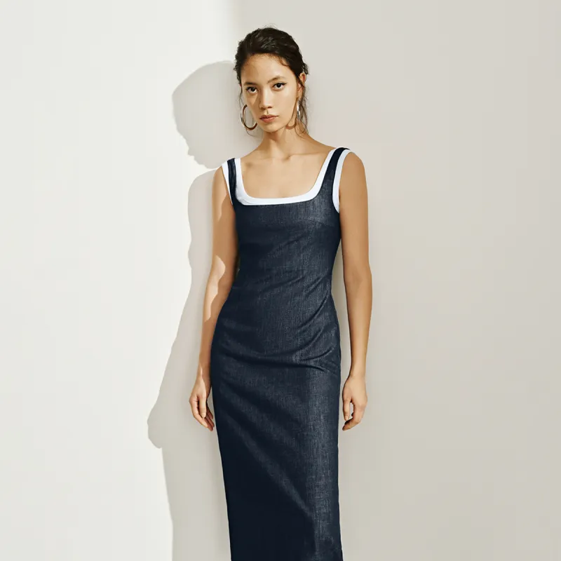 URBAN REVIVO Sleeveless Dress Women's Indigo-5
