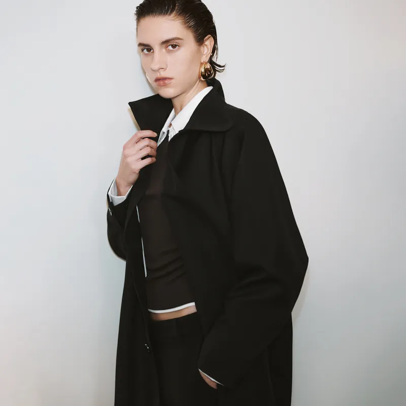 URBAN REVIVO Trench Coat Women's Black-4