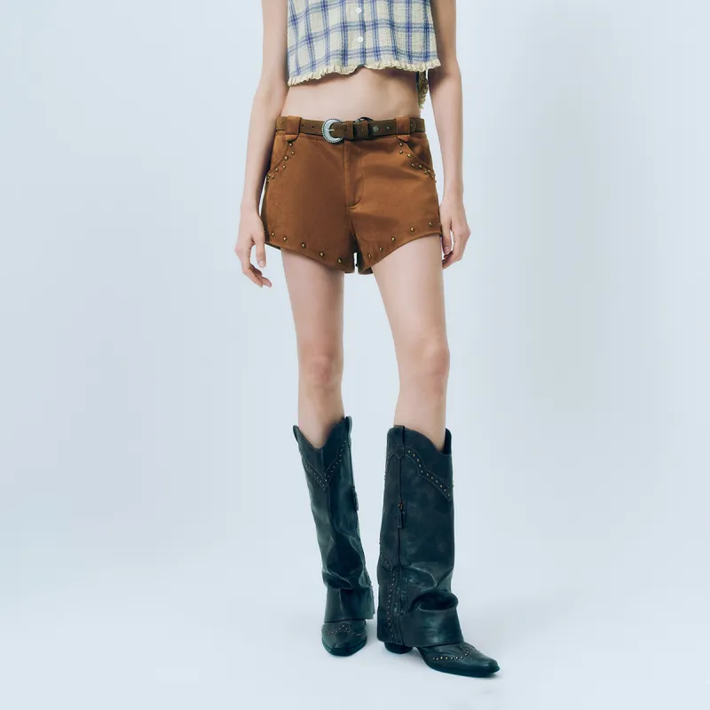 URBAN REVIVO Denim Shorts Women's Coffee Brown-2