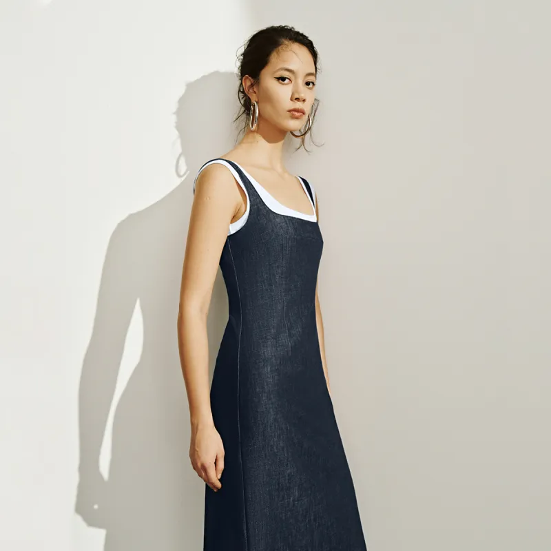 URBAN REVIVO Sleeveless Dress Women's Indigo-3