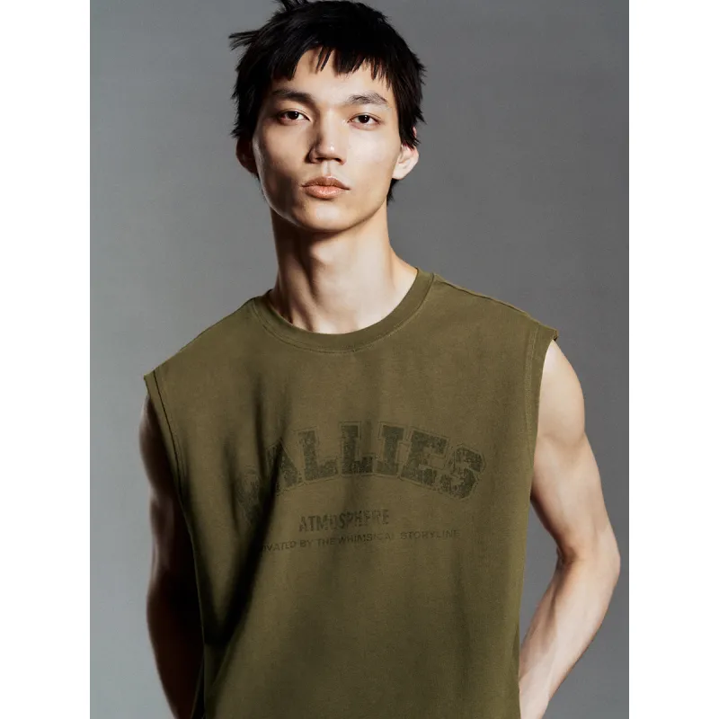 URBAN REVIVO Tank Top Men's Gray Green-6