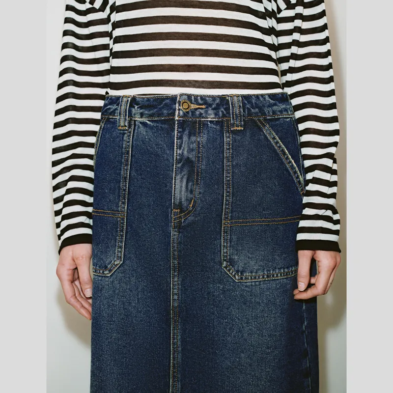 UR Denim Long Skirt Women's Blue-5