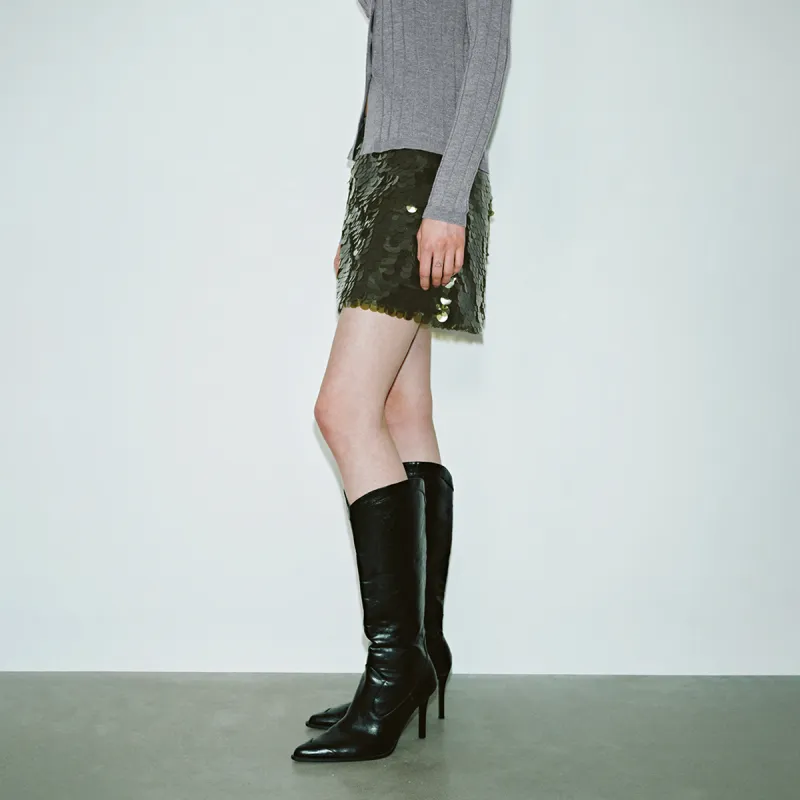 URBAN REVIVO Casual Short Skirts Women's Dark Green-4