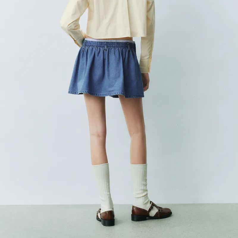 URBAN REVIVO Denim Short Skirts Women's Blue-4
