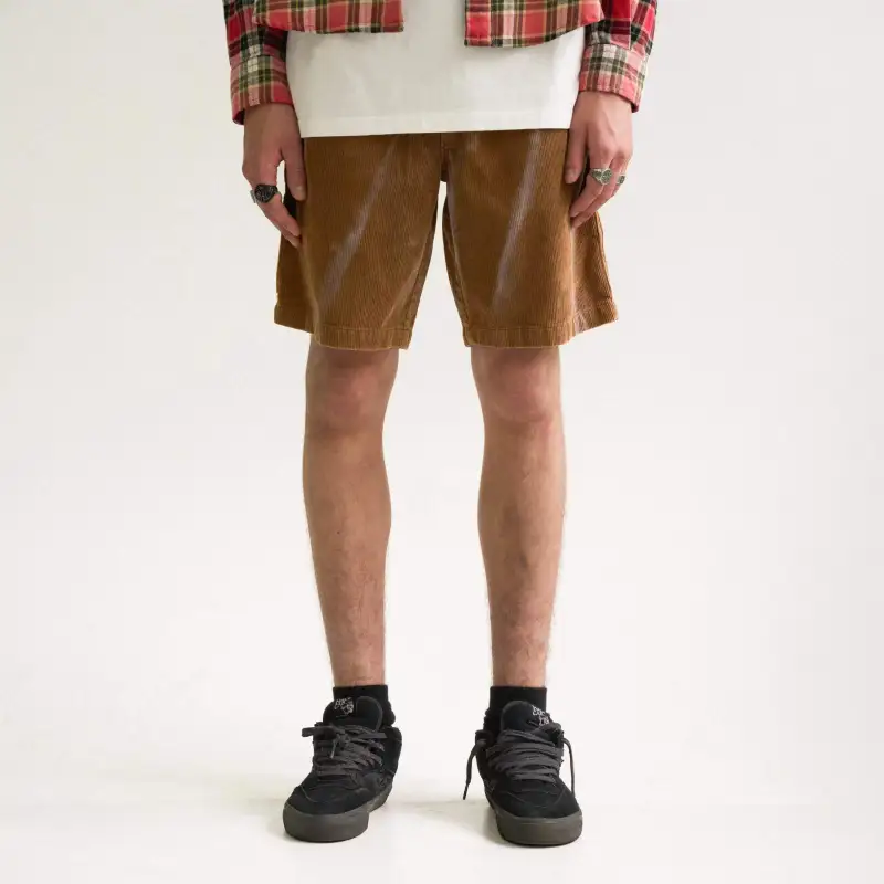 False Perception Casual Shorts Unisex Washed Brown-2