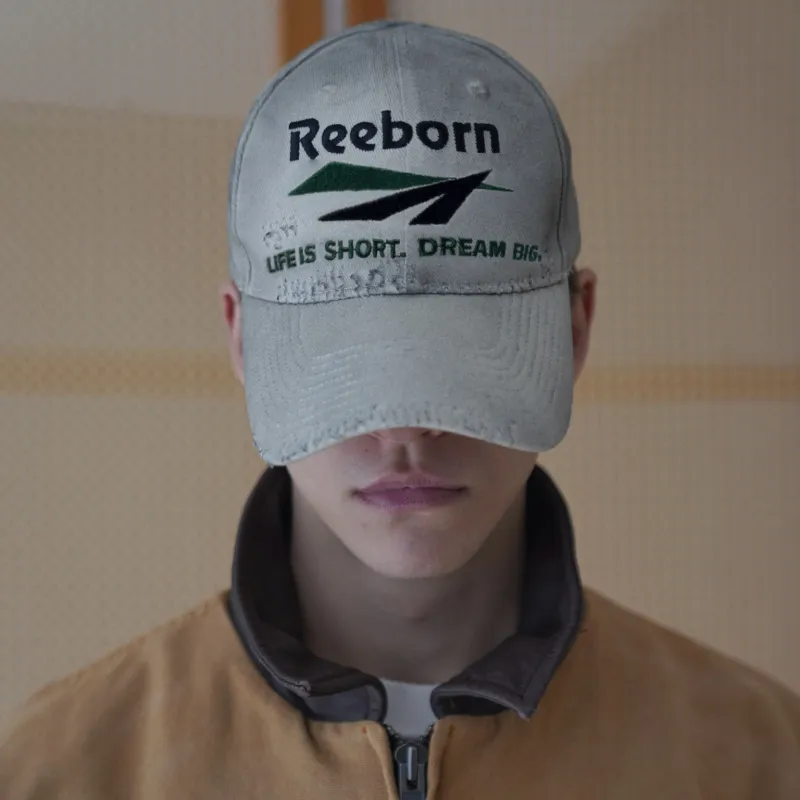 False Perception Cotton Baseball Caps Unisex Dirty White-4