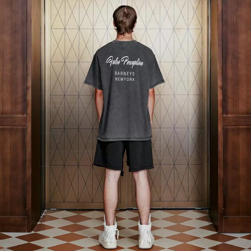 False Perception Casual Shorts Unisex Washed Black-2