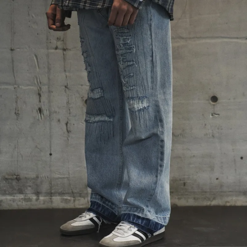 False Perception Jeans Unisex Washed Blue-3