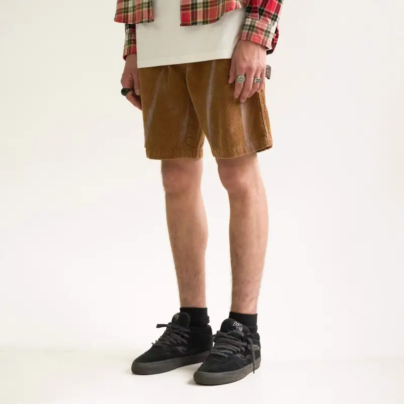 False Perception Casual Shorts Unisex Washed Brown-3