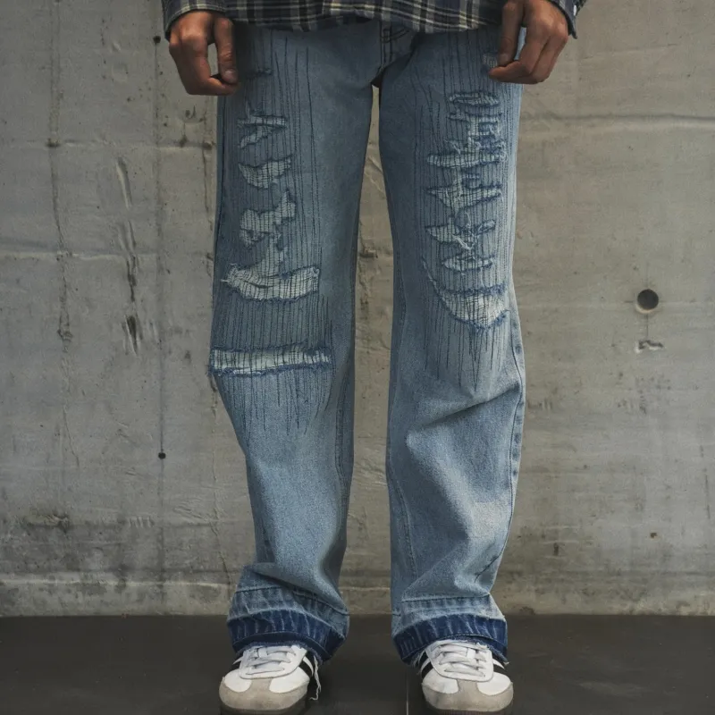 False Perception Jeans Unisex Washed Blue-2