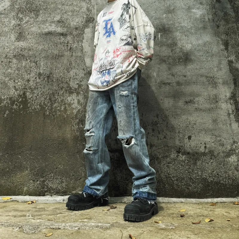 False Perception Jeans Unisex Washed Blue-3