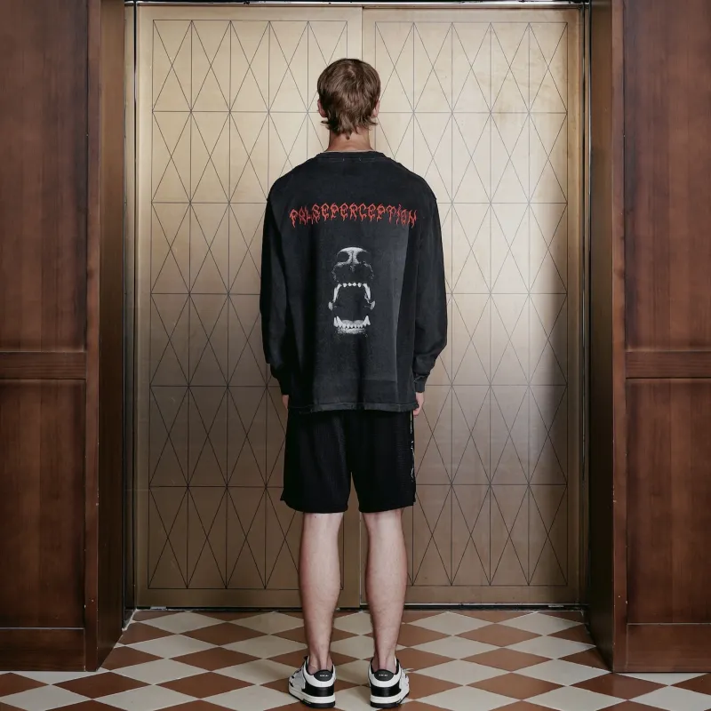 False Perception Long Sleeved Unisex Washed Black-4