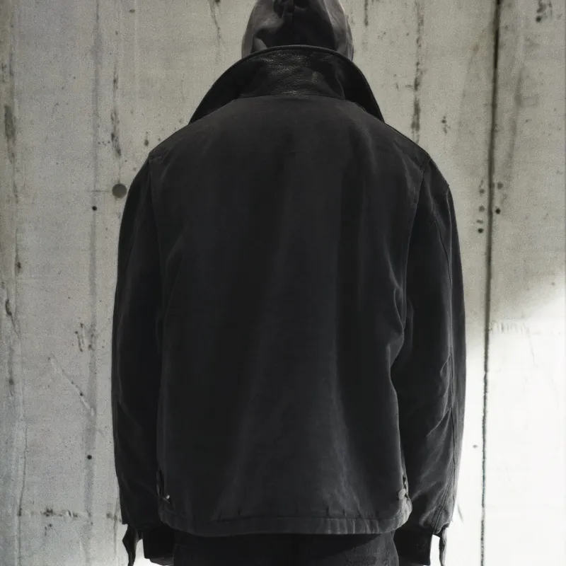 False Perception Jacket Unisex Washed Black-2