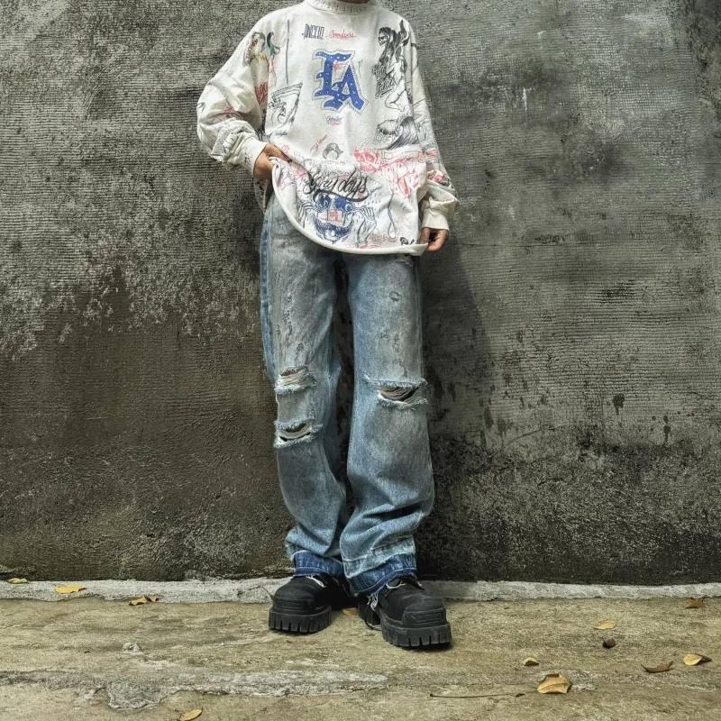 False Perception Jeans Unisex Washed Blue-2