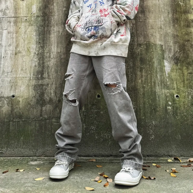 False Perception Jeans Unisex Washed Gray-2