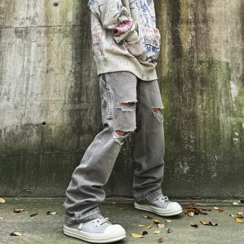 False Perception Jeans Unisex Washed Gray-3