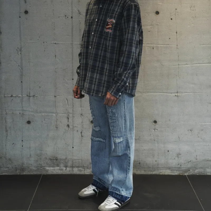 False Perception Jeans Unisex Washed Blue-6
