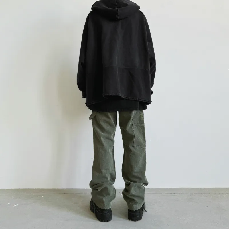 False Perception Army Cargo Parka Jackets Coats Unisex Washed Black-7