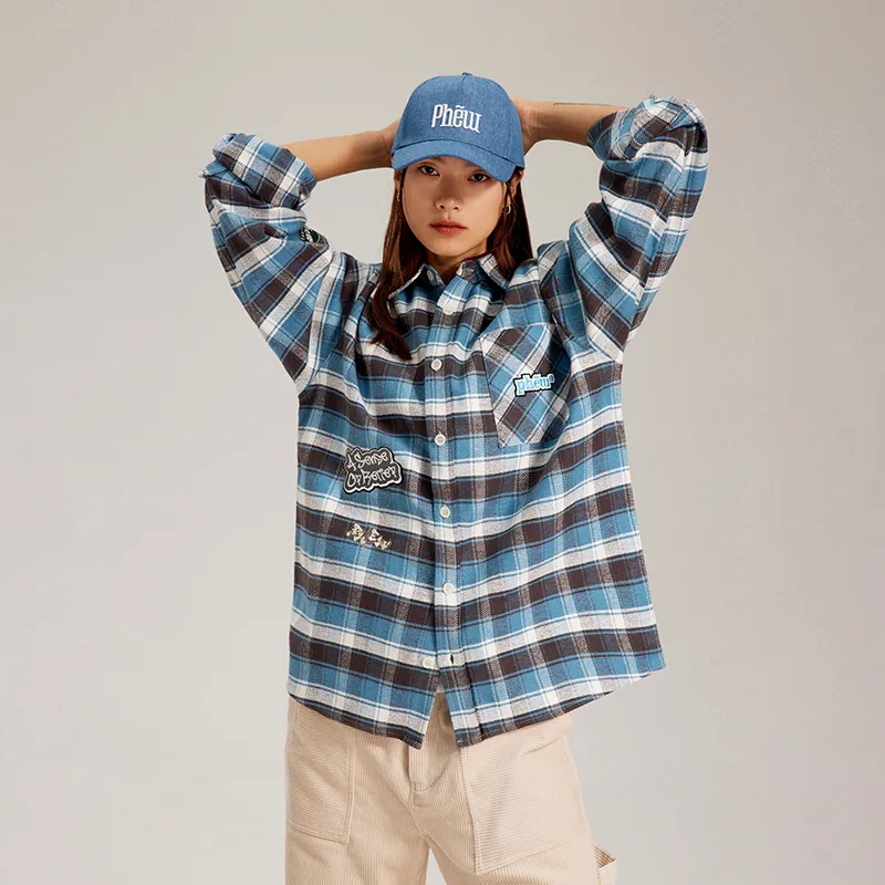 Phew Shirts Unisex Blue Plaid-2