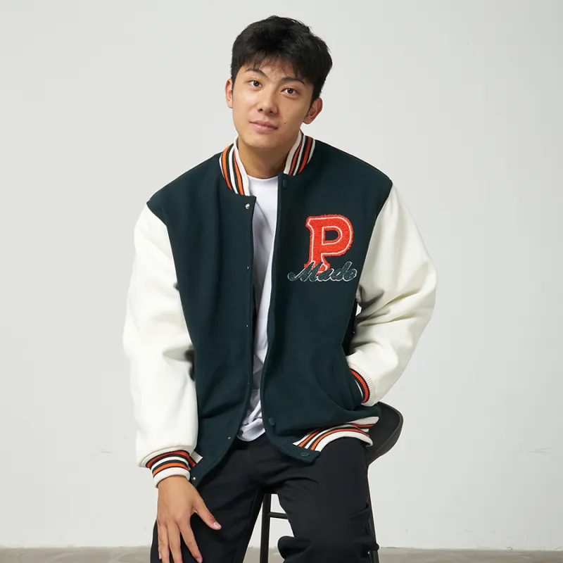 Phew Fall And Winter Baseball Jacket Unisex Navy Blue Khaki Green-12