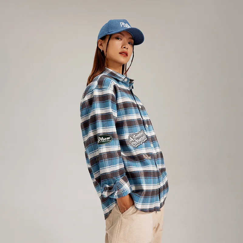 Phew Shirts Unisex Blue Plaid-3