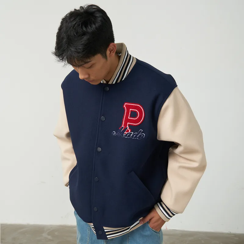 Phew Fall And Winter Baseball Jacket Unisex Navy Blue Khaki Green-4