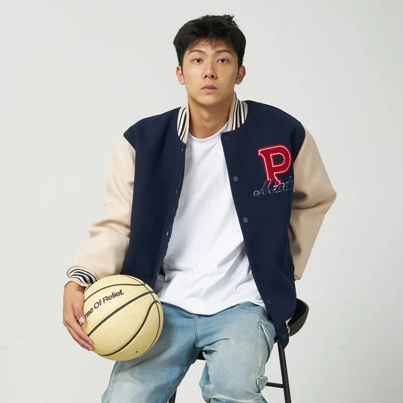 Phew Fall And Winter Baseball Jacket Unisex Navy Blue Khaki Green-2