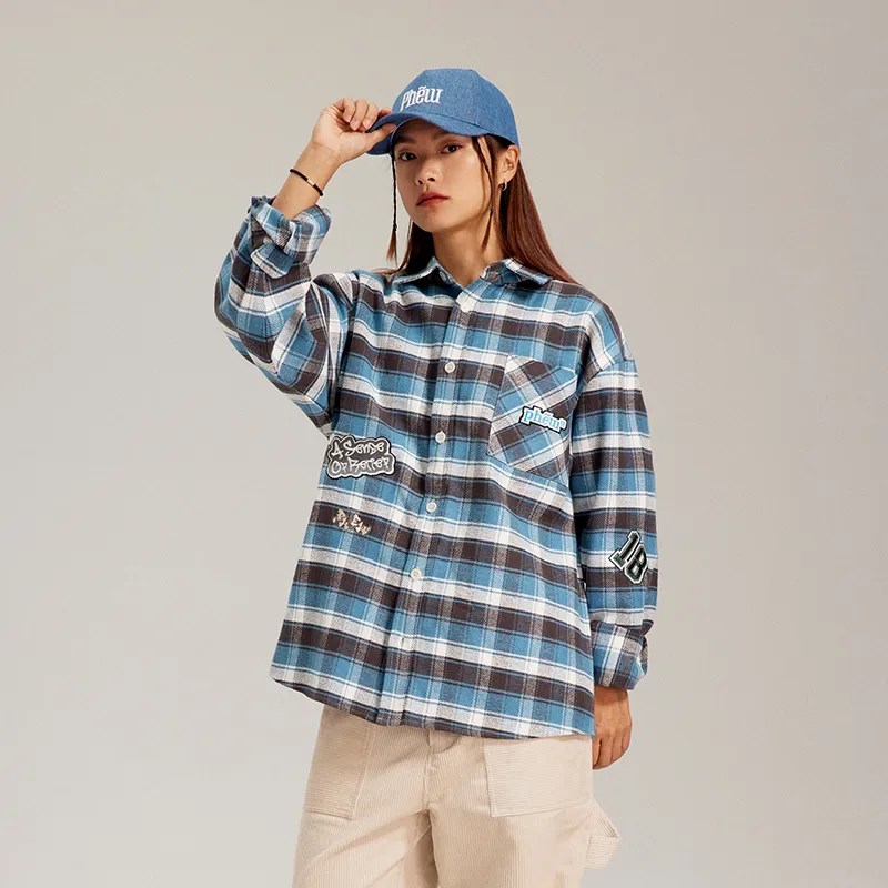Phew Shirts Unisex Blue Plaid-4