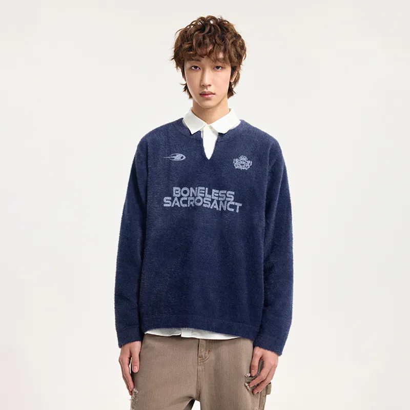 BONELESS Sweaters Unisex Navy Blue-2