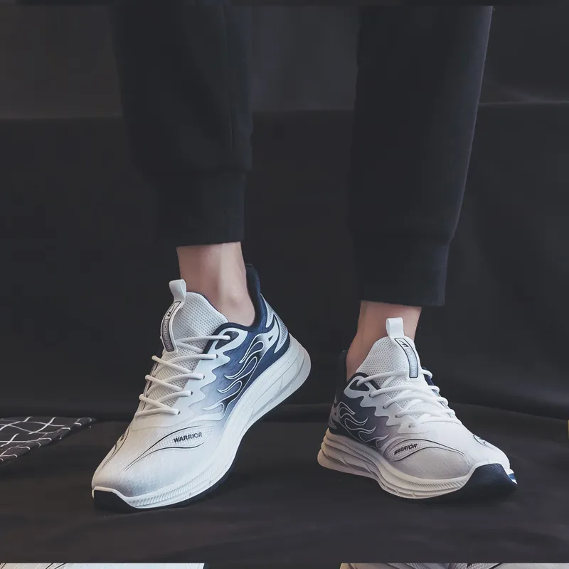Warrior Running Shoes Wear resistant And Lightweight Low Top Casual Shoes Men's White Dark Blue-10