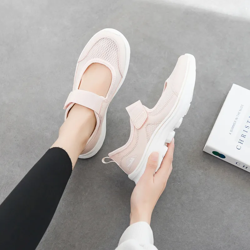 Warrior Comfortable Mom Shoes Lightweight And Breathable Low Top Casual Shoes Women's Pink-8