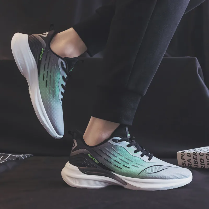 Warrior Students' Running Shoes Lightweight And Breathable Low Top Casual Shoes Men's Black Green-10
