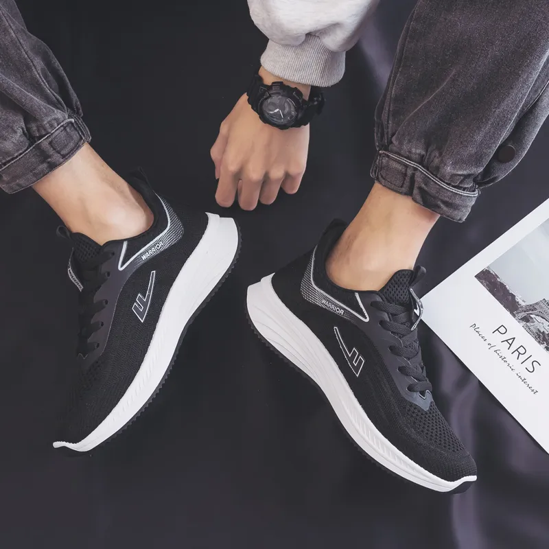 Warrior Students' Running Shoes Lightweight And Breathable Low Top Casual Shoes Men's Black Gray-6