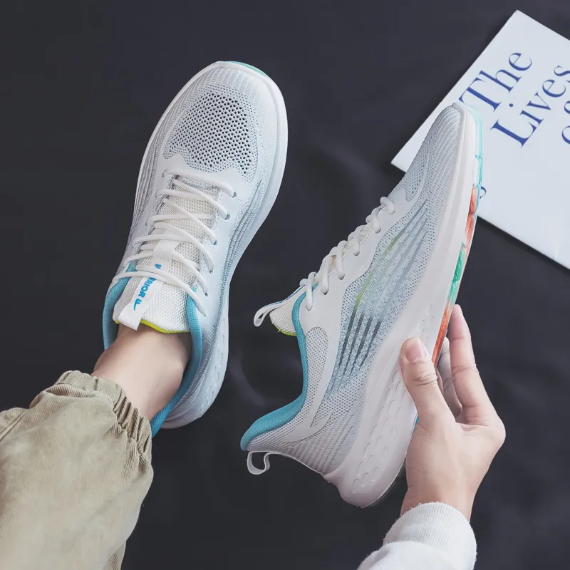 Warrior Running Wear resistant And Lightweight Low Top Casual Shoes Women's White Light Blue-6