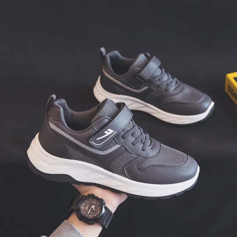 Warrior Soft Soled Dad Shoes Lightweight Low Top Casual Shoes Men's Gray-5