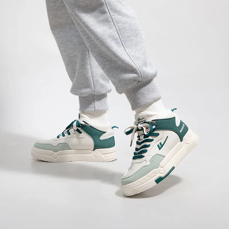 WARRIOR Skateboard Shoes Unisex High Top Beige Green-6
