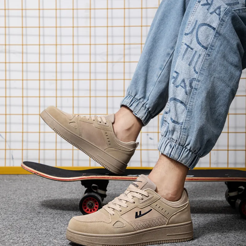 Warrior Sports Casual Wear resistant And Lightweight Low Top Skateboard Shoes Unisex Khaki-8